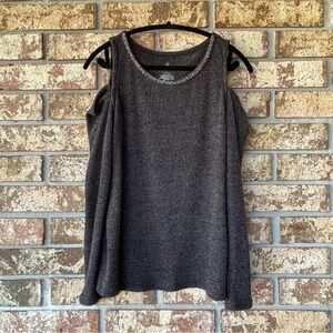 Juicy Couture Cold Shoulder Top Ladies Size Large Rhinestone Neckline Excellent!